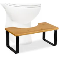 Relaxdays Toilettenhocker, Stuhlgang Unterstützung, WC Hocker Erwachsene, Bambus, HBT: 18 x 44,5 x 23 cm, Natur/schwarz