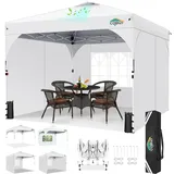COBIZI Pavillon 3x3 Wasserdicht Stabil Winterfest Faltpavillon Gartenpavillon Partyzelt Pop Up Pavillon Klappbar UV Schutz 50+ Höhenverstellbar mit Entlüftung & 3 Stoffstücken&4 Sandsäcke,Weiß