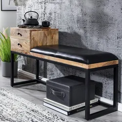 Kadima Design Retro-Sitzbank `Texas` mit Schubladen, Moderner Retro-Stil aus Ziegenleder und Metall. 100x35x60 cm