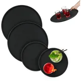 Relaxdays Relaxdays, Serviertablett 4er Set, rutschfeste Oberfläche, rundes Kellnertablett, Tablett 4x