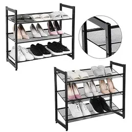 Songmics Schuhregal 74 x 62,8 x 30,7 cm schwarz / schwarz