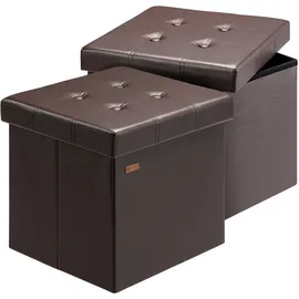 CASARIA Faltbarer Sitzhocker mit Stauraum 2er Set Braun