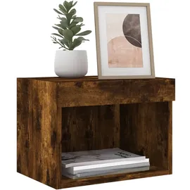 vidaXL Wand-Nachttisch mit LED-Leuchten Räuchereiche