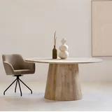 Runder Esstisch - Natur - Mangoholz - 120cm - Esstisch Yasmijn - Giga Meubel - Braun