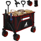 Woltu Bollerwagen (1-tlg), XXL, faltbar, mit Bremsen, bis 240 L 120 kg belastbar rot|schwarz 106 cm x 54 cm