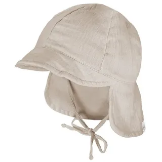 Maximo GOTS Baby-Schildmütze, Band Musselinstoff, Nackenschutz, Futter, UV 45 beigemeliert - 45