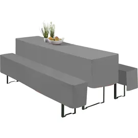 heimtexland ® Hussen Set 3-teilig Bierzeltgarnitur 1x Tischhusse Biertisch 2x Bankhusse Bierbank Tischdeko Typ860 Anthrazit 70x220 cm - Grau
