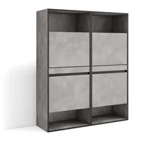 SKRAUT HOME Schuhregal,, Grau, Holzwerkstoff, Rechteckig, 120x145x35 cm, Garderobe,
