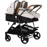 Chipolino Geschwisterkinderwagen Duo Smart klappbar umbaubar verstellbar Fußsack creme - Beige