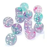 Chessex Nebula 12mm d6 Wisteria/white LuminaryTM Dice BlockTM (36 dice)