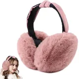 katmerio Ohrenschützer Damen, Winter Ohrenwärmer, Verstellbarer Plüsch Earmuffs, Faltbare Ohrenwärmer Winter Kälteschutz Ohrabdeckungen, Bequemer Weicher Warme Ohrenschützer für Damen und Herren - L