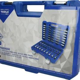 BRILLIANT TOOLS 1/2 Steckschlüssel-Satz 32-tlg. RIBE Profil