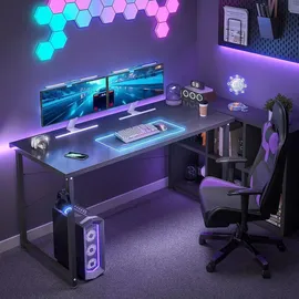 luxuskollektion ODK Schreibtisch Schwarz 120x50x74cm Bürotisch Mit Stauraum - Kopfhörerhalter
