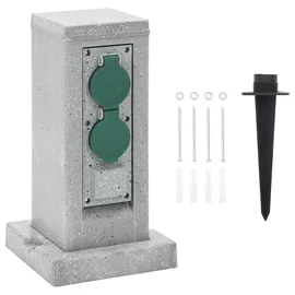 vidaXL Gartensteckdose 4-fach Grau