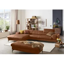 W.Schillig Ecksofa »piedroo, Designsofa mit tollem Sitzkomfort, bequem und elegant, L-Form«, Kopfteilverstellung, wahlweise mit Sitztiefenverstellung, Breite 343cm braun