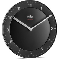 Braun Klassische Funkwanduhr für die Mitteleuropäische Zeitzone (MEZ/GMT+1) mit ruhigem Uhrwerk, leicht lesbarem Zifferblatt mit 20 cm Durchmesser in Schwarz, Modell BC06B-DCF