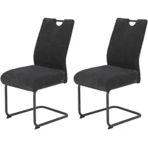 Hela Tische, 2er Set Esszimmerstuhl Merkur, Bezug Breitcord Anthrazit, Komfortsitz Federkorb, XL Sitzbreite, 140kg belastbar, Schwinger Metallgestell