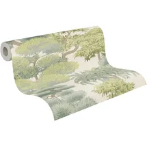 A.S. Création Vliestapete 791613 - Tapete Wald in Grün, Creme - 10,05 m x 0,53 m - Vliestapete mit Natur Motiv