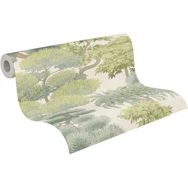 A.S. Création Vliestapete 791613 - Tapete Wald in Grün, Creme - 10,05 m x 0,53 m - Vliestapete mit Natur Motiv
