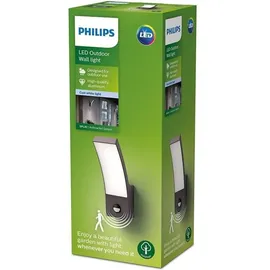 Philips Außenwandleuchte Metall 24,0 cm inkl. Sensor IP44 anthrazit