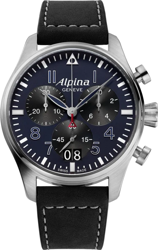 Alpina Startimer Collection Pilot Quarz Chronograph Big Date AL-372NB4S6 - blau,schwarz - 44mm