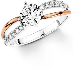 Silberring »Schmuck Geschenk, Fingerring Verlobung«, mit Zirkonia (synth.), 77353558-60 roségoldfarben-Silber-925 + kristallweiß