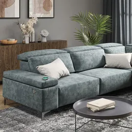 VitaliSpa Ecksofa Loungesofa Boxspringsofa James, Grau Relaxfunktion 301x86 cm Rechte Ecke,