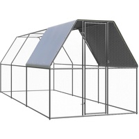 Goliraya Outdoor Hühnerkäfig Hühnerstall Geflügelstall Hühnerhaus Vogelkäfig Hühnergehege Kaninchenkäfig Kleintierstall Freigehege für Huhn Henne Ente Gans 2x6x2 m Verzinkter Stahl