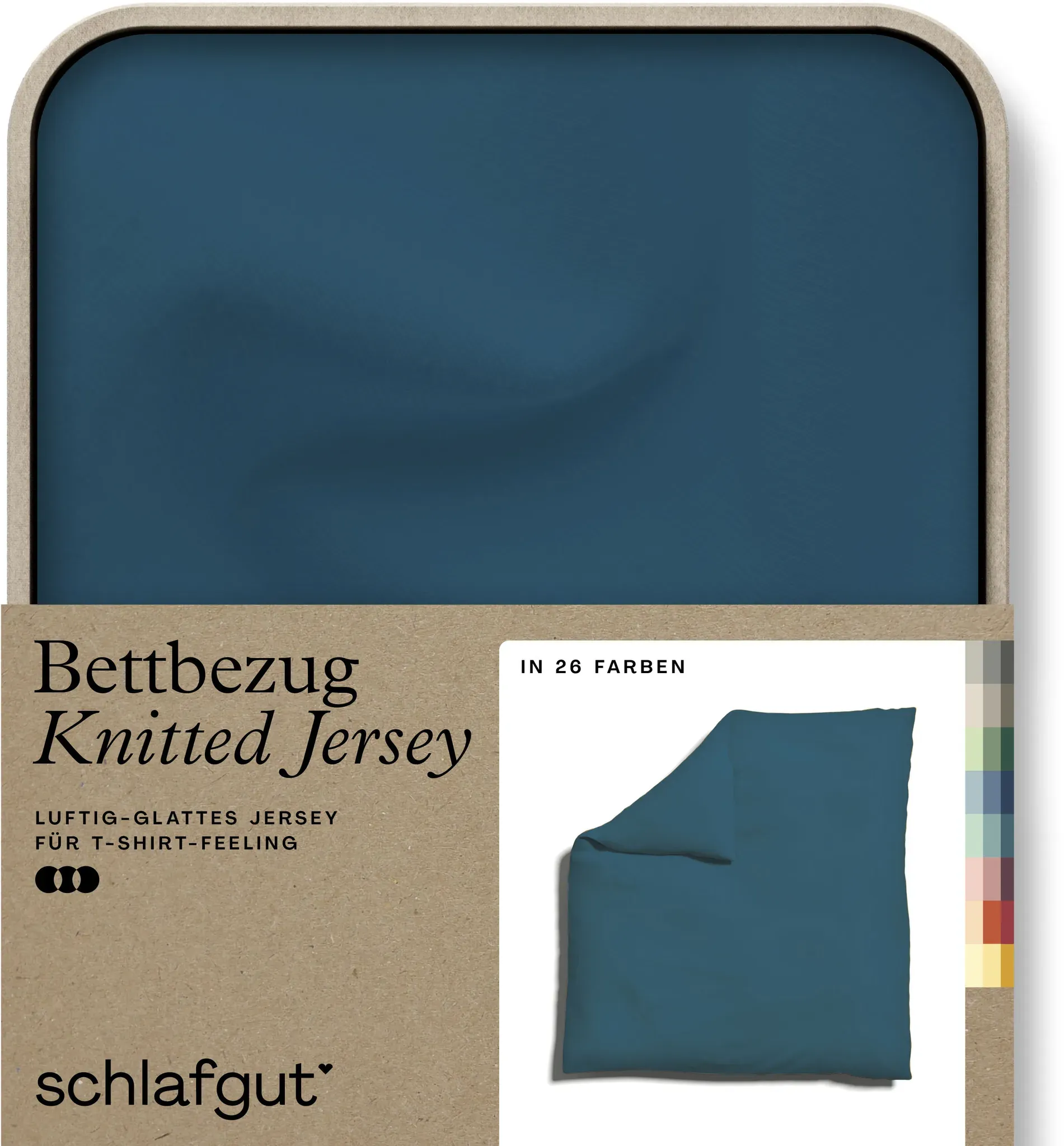 Schlafgut Bettbezug »Knitted Jersey uni, aus Bio-Baumwolle mit Elasthan, Reißverschluss«, (1 St.), bügelfrei, Mix & Match Bettwäsche: passender Kissenbezug erhältlich Schlafgut Petrol Deep B/L: 240 cm x 220 cm