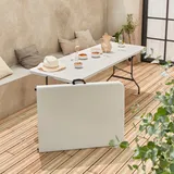 sweeek 2er-Set klappbare Partytische aus Kunststoff Weiß 180 cm