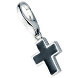 Giorgio Martello Milano Charm schwarzes Kreuz, Silber 925 Charms & Kettenanhänger Schwarz Damen