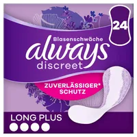 Always Discreet Inkontinenz-Slipeinlagen Long Plus (24 Binden) für Damen, starker Schutz, den Sie kaum spüren