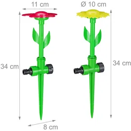 Relaxdays Sprinkler Blume 34 x 10 cm gelb/rot