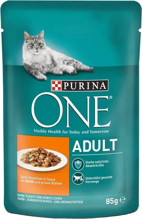 Purina ONE Adult Zarte Stückchen in Sauce mit Huhn und grünen Bohnen 26 x 85 g