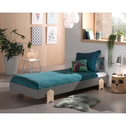 Kinderbett VIPACK "Modulo" Betten Gr. 1 Einzel-/Stapelbett, Liegefläche B/L: 90 cm x 200 cm Betthöhe: 16 cm, kein Härtegrad, ohne Matratze, grau Kinder Bettgestell Jugendbett Kinderbett Kinder-Einzelbetten Jugendbett, Einzelbett, Stapelbett mit Füßen in Pfeiloptik