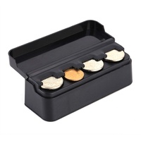 Auto Münzhalter mit 4 Fächer, Schwarz Tragbare Euro Münzbox Kunststoff Münzsortierer Münzaufbewahrung Tasche für 2 Euro 1 Euro 0,5 Euro und Größe Weniger als 2,7 cm Münz