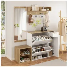 modfu Schuhschrank 139,5 x 166 x 35 cm mit Spiegel / weiß