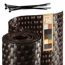 Kadax Sichtschutzstreifen Technorattan 19 x 255 cm Schwarz/Braun Kunststoff