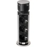 Emuca, Steckdosenleiste, Mehrfach-Steckerleiste Vertikal Push-to-Open 60 (Ø60mm) (2x, CEE 7/4, 1.50 m)