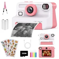 FOSMET Kinderkamera Sofortbildkamera,1080P 2,4" Display Digitalkamera Kinder Kinderkamera (30 MP, 8x opt. Zoom, inkl. Lustige Kinderspielzeug Geschenke für Jungen & Mädchen von 3-12 Jahren, 30MP Sofortbildkamera Kinder mit 32GB Karte & 3 Rollen Druckpapier) rosa
