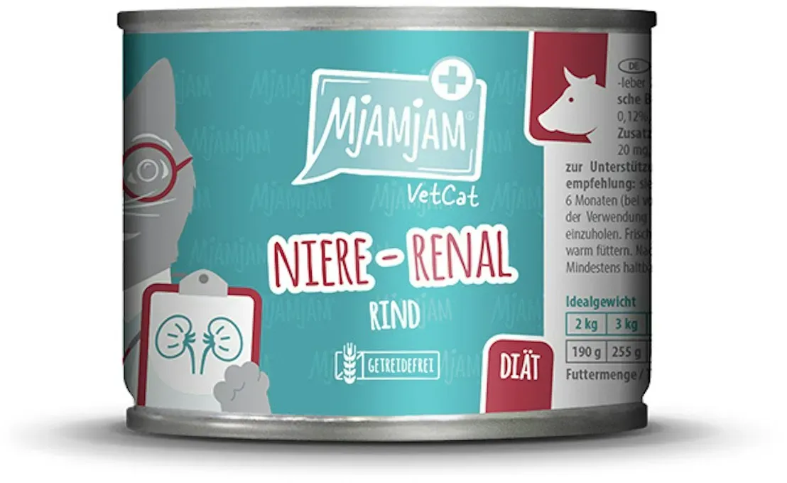 MjAMjAM - VetCat 200g MjAMjAM Katze Sparpaket 12x200g Vet Diät Niere Renal Rind