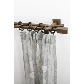 GARESA Gardinenstange GARESA "CUBUS", braun (nussbaum), L:220cm Ø:20mm, Holzwerkstoff, Gardinenstangen, Vorhanggarnitur, verlängerbar, Endknopf eckig, mit Ringe
