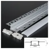 Energmix 2m LED Alu Profile Schiene Unterputz Profil mit Milchglas Abdeckung Kanal System für LED-Streifen Profil P