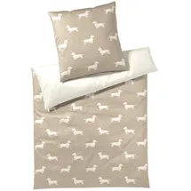 ELEGANTE Dogs Tiere Beige 135 x 200 cm + 80 x 80 cm