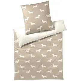 ELEGANTE Dogs Tiere Beige 135 x 200 cm + 80 x 80 cm