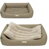 HOUND & NATURE | Öko Hundebett Luzern | Weich/Soft | Gr. XXL für Sehr Große Hunde - Kuscheliges, Flauschiges Hundebett Waschbar mit Wende - Liegekissen (XXL - 125x95 cm, Taupe)