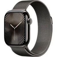 Apple Watch Series 10 GPS + Cellular 46 mm Titangehäuse schiefer Milanaise Armband schiefer S/M