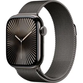 Apple Watch Series 10 GPS + Cellular 46 mm Titangehäuse schiefer Milanaise Armband schiefer S/M