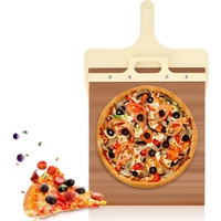 FIDWALL Sliding Pizza Peel 12 inch,Verschiebbare Pizzaschaufel,Pizzaschieber zum Übertragen von Pizzen,Pizzaschieber mit Griff,hitzebeständig,Antihaft-Pizzaschieber,Pizzazubehör (Holzfarbe)