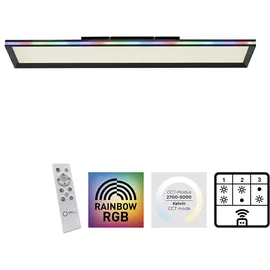 Selltec LED Panel Deckenleuchte, flach,dimmbar, schwarz mit RGB Laufbandumrandung